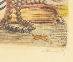 Paulovits Lajos (?-): Tarka virágok. Rézkarc, papír, jelzett 32x25 cm Üvegezett keretben