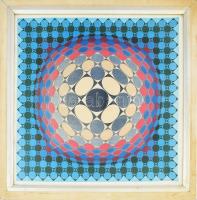 Vasarely Victor (1908-1997): Vega Nyomat, papír, jelzett a nyomaton. Üvegezett keretben 47x47 cm