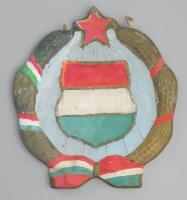 Szocialista magyar címer, festett kerámia, sérült, 19x17,5 cm