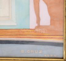 E Gruz: Évforduló. Gouache, papír, jelzett. 49x36 cm Üvegezett keretben