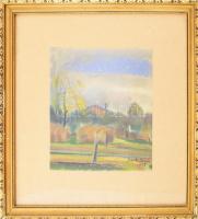 Berki, Irma (1900 - 1945/1946): Őszi táj. Pasztell, papír, Jelzett, üvegezett keretben 26x22 cm