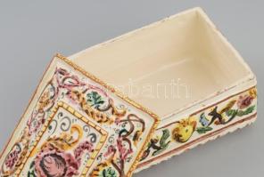 Assisi olasz kerámia ládika. Kézzel festett, jelzett, hibátlan 12x16 cm