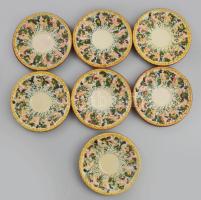 Assisi olasz kerámia teás készlet.Kiöntő és csészék, aljjal, Hat személyes + 1 db alj. Kézzel festet...