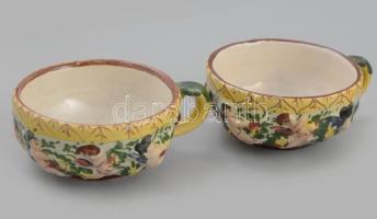 Assisi olasz kerámia teás készlet.Kiöntő és csészék, aljjal, Hat személyes + 1 db alj. Kézzel festet...