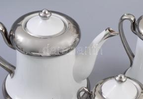 Eichwald platina mázas téte á téte készlet, 7 részes, jelzett, kis kopással, tálca h: 42 cm