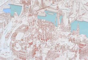 1992 Budapest grafikai látképe, rajzolta: Magyar Béla, kiadó: Andrikó Katalin és Babó Klára, a nevez...