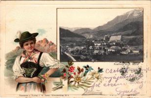 1903 Neuberg an der Mürz. M. Naser Embossed Art Nouveau, floral, folklore litho