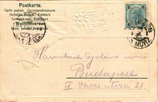 1903 Neuberg an der Mürz. M. Naser Embossed Art Nouveau, floral, folklore litho