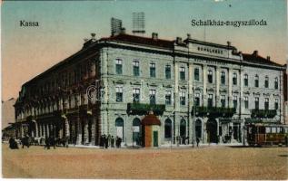 Kassa, Kosice; Schalkház nagyszálloda, villamos / hotel, tram (EK)