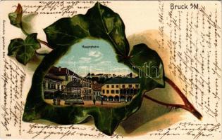 Bruck an der Mur, Hauptplatz / main square. Art Nouveau, embossed litho montage (EK)