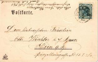 Bruck an der Mur, Hauptplatz / main square. Art Nouveau, embossed litho montage (EK)