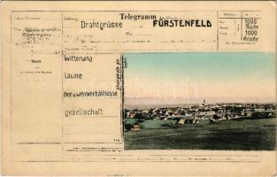 1907 Fürstenfeld (Steiermark). Telegramm Drahtgrüsse / Art Nouveau montage with telegraph (EK)