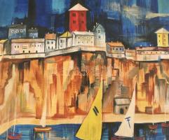 Aba Novák jelzéssel: Mediterrán táj. Olaj, falemez. 44x56 cm Keretben