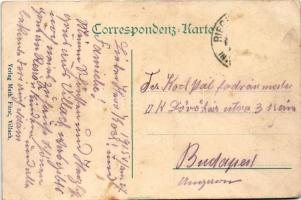 1915 Villach, Verregnete Grüsse. Verlag Math. Fürst / Greeting montage with raining (EK)