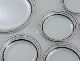 Régi feketén csíkozott üveg köretes készlet, kopással, d: 14-24 cm