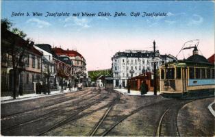 Baden bei Wien, Josefsplatz mit Wiener Elektr. Bahn, Café Josefsplatz / tram (EB)