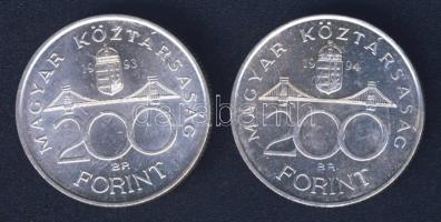 1993-94. 200Ft Ag "MNB" + "Deák" T:BU,2