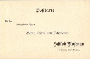 Georg Ritter von Schönerer, Schloss Rosenau bei Zwettl. Art Nouveau litho (As a fierce antisemite, S...