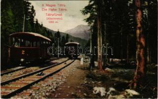 1911 Ótátrafüred, Ó-Tátrafüred, Alt-Schmecks, Stary Smokovec (Magas-Tátra, Vysoké Tatry); Sikló a Tarajkára, vonatok, megállóhely / Drahtseilbahn / funicular railway station, trains (EK)