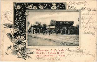 1905 Wien, Vienna, Bécs II. Restauration J. Prohaska, Täglich Damenkapelle G. Richter, Prater Nr. 37. / cafe and restaurant. Art Nouveau, floral