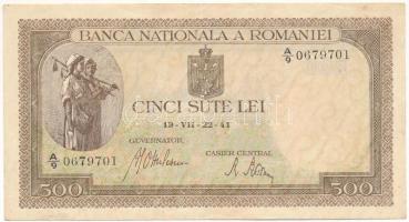 Románia 1941. július 22. 500L T:F erős papír Romania 1941. July 22th 500 Lei C:F strong paper Krause P#51