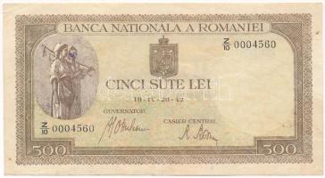 Románia 1942. április 20. 500L T:F erős papír Romania 1942. April 20th 500 Lei C:F strong paper Krause P#51