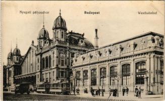 Budapest VI. Nyugati pályaudvar, vasútállomás, villamos (Rb)