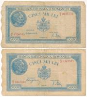 Románia 1944. 5000L (2xklf) T:F,VG Romania 1944. 5000 Lei (2xdiff) C:F,VG