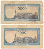 Románia 1944. 5000L (2xklf) T:F,VG
Romania 1944. 5000 Lei (2xdiff) C:F,VG