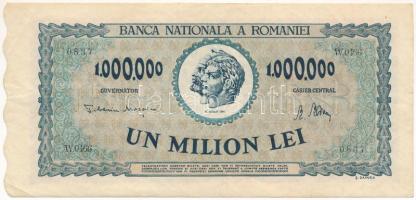 Románia 1946. 1.000.000L T:F szép papír Romania 1946. 1.000.000 Lei C:F fine paper Krause P#60