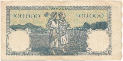 Románia 1946. május 28. 100.000L T:F erős papír Romania 1946. May 28th 100.000 Lei C:F strong paper ...