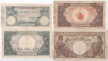 Románia 1940-1946. 500L-100.000L (8xklf) T:F-G Romania 1940-1946. 500 Lei - 100.000 Lei (8xdiff) C:F-G