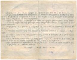 Románia ~1960-1980. "Casa de Economi si Consemnatiuni" 4%-os kölcsön kötvénye 100L-ről T:F...