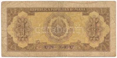 Románia 1952. 1L "vörös sorszámmal" T:VG Romania 1952. 1 Leu "with red serial number&...