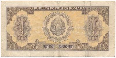 Románia 1952. 1L "kék sorszámmal" T:F,VG Romania 1952. 1 Leu "with blue serial number...