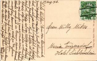 1912 Bad Vöslau. Grüss aus / Art Nouveau montage with men drinking wine