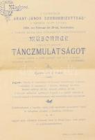 1908 A nagykőrösi Arany János Szoborbizottság meghívója tánczmulatságra, bélyeggel
