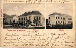 1904 Chrastavec, Chrostau, Chostrau (Brüsau, Brezová nad Svitavou); Casino, Schule / casino, school