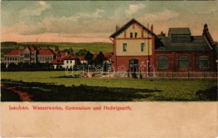 Luban, Lauban; Wasserwerke, Gymnasium und Hedwigsstift / water works, school, nunnery (EK)