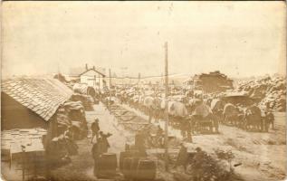 1915 Zhovtantsi, Zsovtanci, Klodno-Zoltance (Galicia); Bahnhof / WWI K.u.k. military camp near the railway station, soldiers. photo (fa)