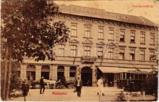 1906 Miskolc, Hotel Korona szálloda és kávéház, villamos (EB)