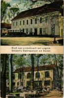 1931 Lipce, Lindenbusch (Liegnitz, Legnica); Geistert's Etablissement mit Garten, Dapolin Benzin / restaurant garden, autobus, gas station (wet corner)