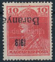 Baranya I. 1919 Károly 10f fordított felülnyomással, Bodor vizsgálójellel (11.000)