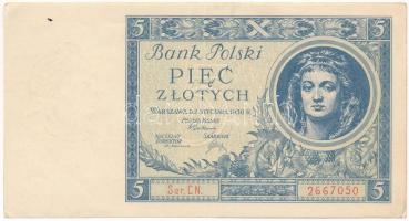 Lengyelország 1930. 5Zl T:F szép papír Poland 1930. 5 Zlotych C:F nice paper