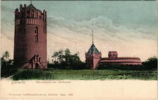 Gliwice, Gleiwitz; Wasserthurm am Stadtwalde / water tower in the park (Rb)