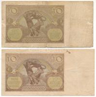 Lengyelország 1940. 10Zl (2x) T:F,VG Poland 1940. 10 Zlotych (2x) C:F,VG