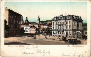 1901 Klodzko, Glatz; Am Stadtbahnhof / railway station, Hotel and Cafe Ross (EB)