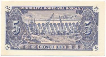 Románia 1952. 5L "b 14 118349" T:AU,XF hajtatlan, sarokhajlások / Romania 1952. 5 Lei &quo...