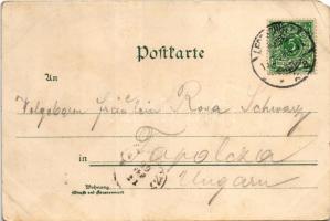 1900 Glubczyce, Leobschütz; Rathaus, Strasse. Ottmar Zieher / town hall, street. Art Nouveau, floral...