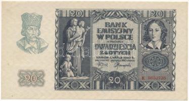 Lengyelország / Német megszállás 1940. 20Zl T:VF Poland / German Occupation 1940. 20 Zlotych C:VF Krause P#95